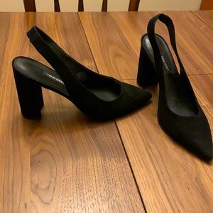 Nine West suede black sling back block heel
